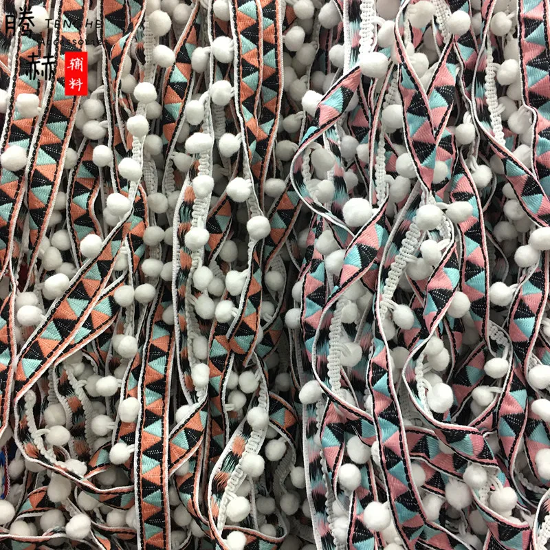 5 ярдов/партия кружево с помпонами отделка мяч лента бахромой шитье кружева