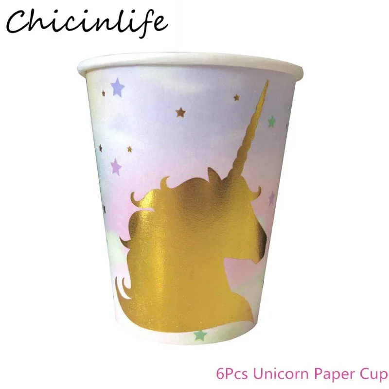 Chicinlife Unicorn Party Disposable Tableware Paper Cups Plates Napkins Tablecloth Banner Baby Shower Birthday Supplies | Дом и сад