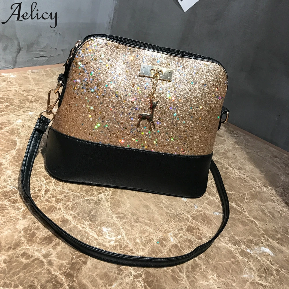 Aelicy, женский модный кошелек на молнии с блестками, маленький кожаный кошелек с оленем, сумка для мобильного телефона, сумка на плечо, женская сумка-тоут, сумки-мессенджеры