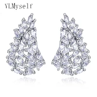 limited quantity sales women earrings clear shiny cubic zirconia crystal jewelry female ol designer earring