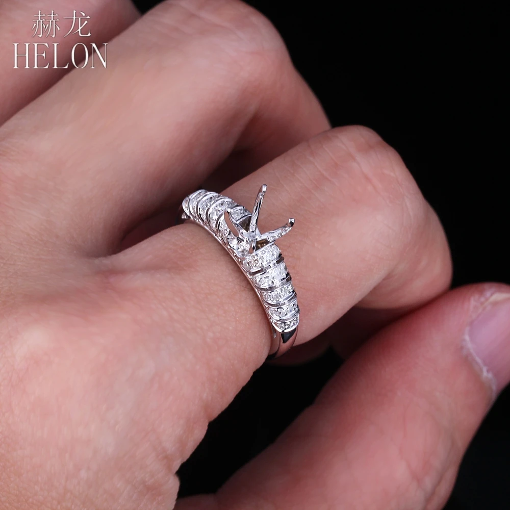 HELON, 10 к, белое золото, 6,25 мм до 7,25 мм, круглая огранка, полукрепление, 0.35ct, настоящие природные алмазы, обручальное кольцо