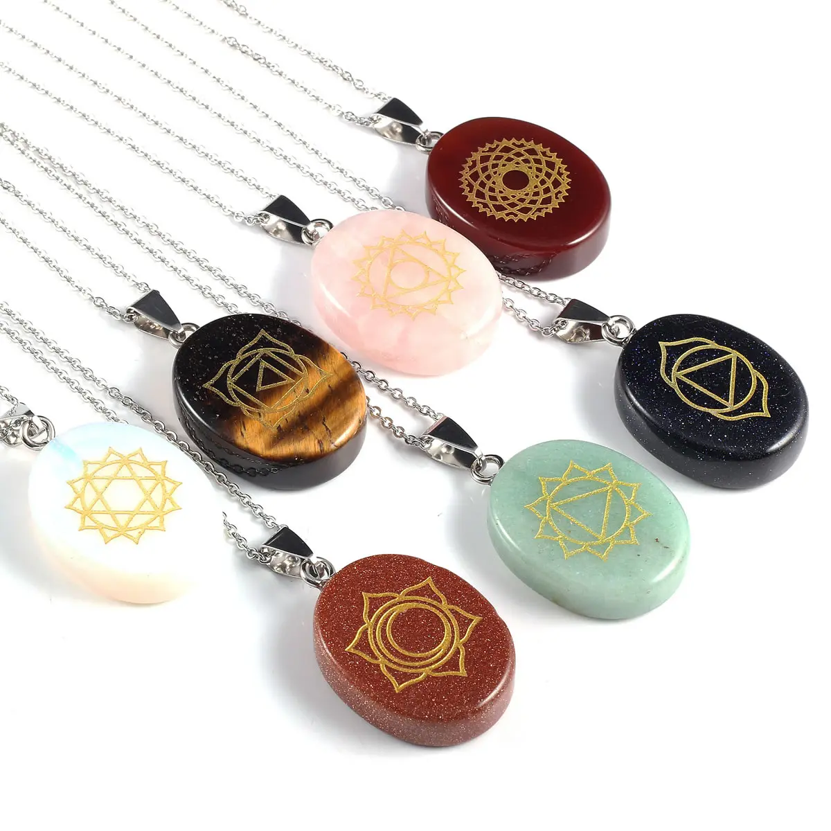 Ожерелье с подвеской из натурального камня 7 шт. женское ожерелье металлического