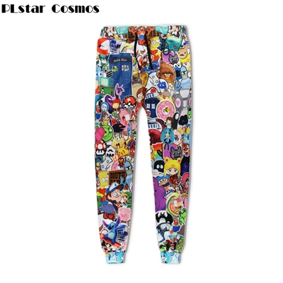 color as the picture PLstar Cosmos Модные мужские и женские Брендовые брюки с забавным мультяшным 3d принтом унисекс хип хоп повседневные штаны - Цвет: color as the picture