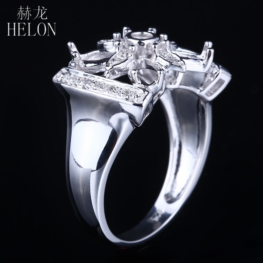 HELON Solid 14 K белое золото 2 мм Круглый 6x4 мм Огранка маркиз полу крепление бриллианты кольцо изысканный уникальный модный ювелирные изделия