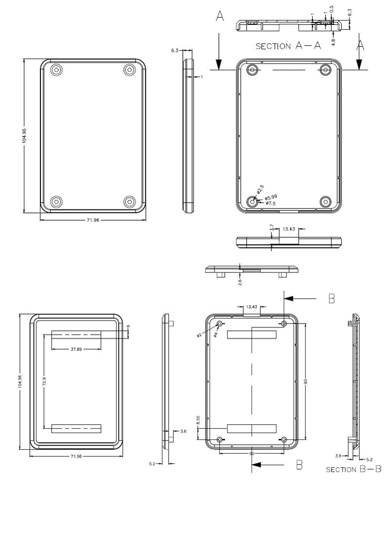 1 шт./партия Индуктивная электронная коробка для проекта 105*72*12 мм ABS Пластиковая распределительная коробка корпус для устройства посещаемости продукта