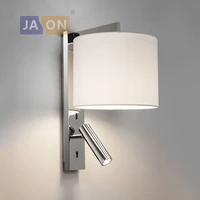 led nordic iron aluminum fabric rotated led wall lamp wall light wireless wall lamp bedside lamp with switch for bedroom