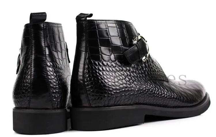 Мужские Ботильоны под крокодиловую кожу коричневые/черные ботинки из