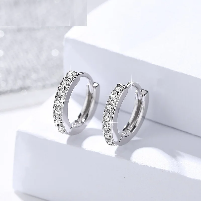 Серьги-кольца из настоящего серебра 925 пробы простые круглые серьги с белым