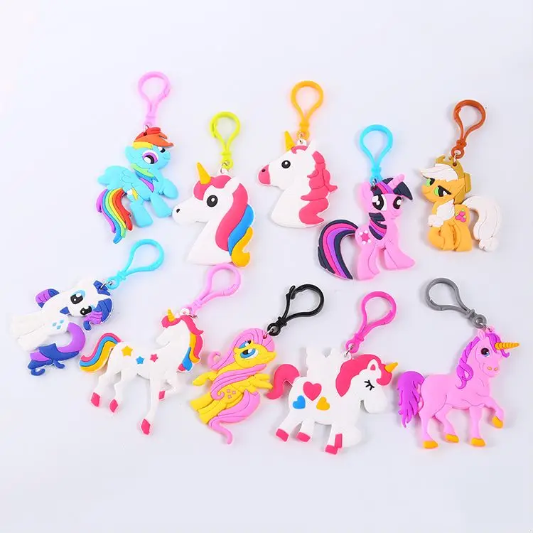 random unicorn Вечерние украшения в виде единорога, подарок в виде единорога, резиновый брелок для ключей, свадебные подарки для гостей, персонализированные украшения для детского душа, детские подарки для вечеринки - Цвет: random unicorn