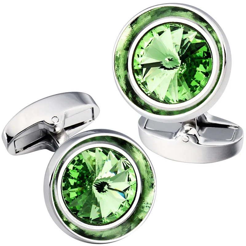 Silver and peridot HAWSON запонки для мужчин-модные многоцветные мужские запонки с кристаллами Swarovski, французские запонки для рубашек, для повседневного прополка, бизнес с логотипом - Окраска металла: Silver and peridot