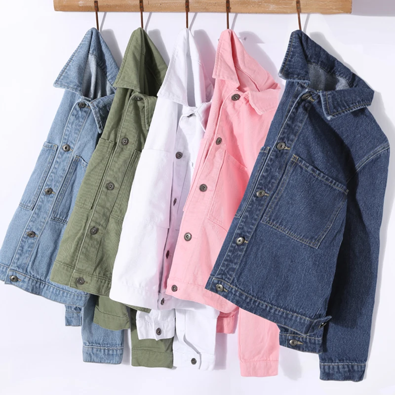 Женское джинсовое пальто базовое винтажное большого размера на осень и зиму