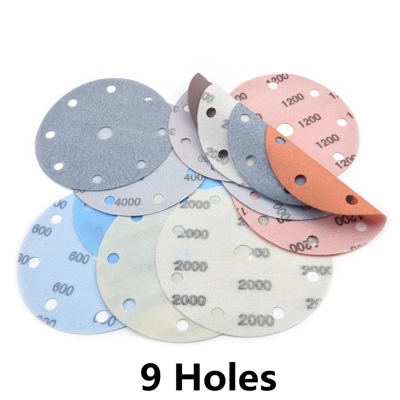 ПОЛИВЕЛЛ 5 шт. 150мм Многоотверстий FV Мягкие шлифовальные диски 600 ~ 4000 зернистости Водонепроницаемая наждачная бумага для сухой / влажной полировки краски и декорирования.