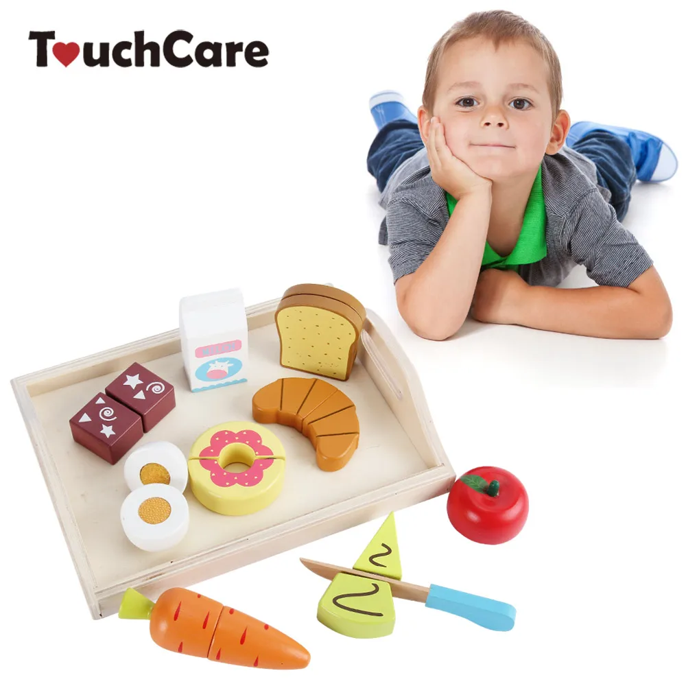 

TouchCare Kids Wooden Toys Children Simulation Kitchen Tool Pretend Play Cutting Fruit Vegetable Miniature Food Wood Cooking Toy