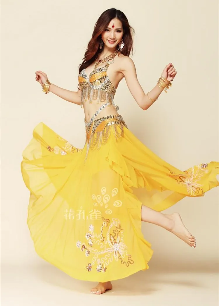 Юбка для танца живота из 3 предметов (бюстгальтер + пояс юбка)|bollywood indian costume|belly dance