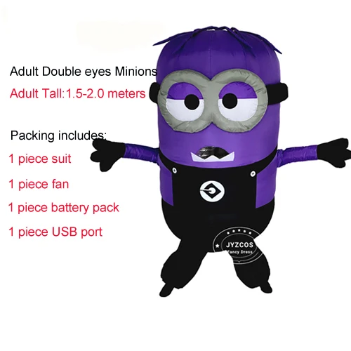 Two Eyes Purple JYZCOS Косплей вечерние надувные костюм Миньона для взрослых Хэллоуин Гадкий я Рождество талисман для мужчин женщин нарядное платье комбинезон - Цвет: Two Eyes Purple