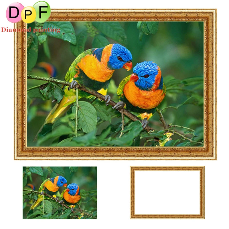 DPF алмазная живопись вышивка крестиком любовь птица Круглая Полная Алмазная