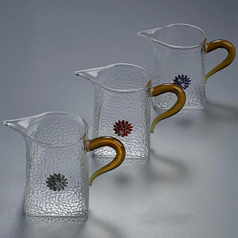 

Japanese Style Heat Resistant Glass Fair Cup Handmade Plum Flower Kung Fu Tea Set Tea Ceremony Accessories Tea Mug Drinkware New