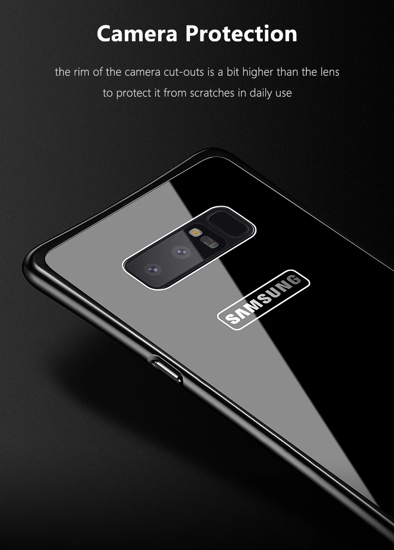 Для samsung Note 8 чехол, роскошный жесткий металлический алюминиевый каркас, блестящая закаленная стеклянная задняя крышка, чехол для телефона для Note 8, чехол 6,3