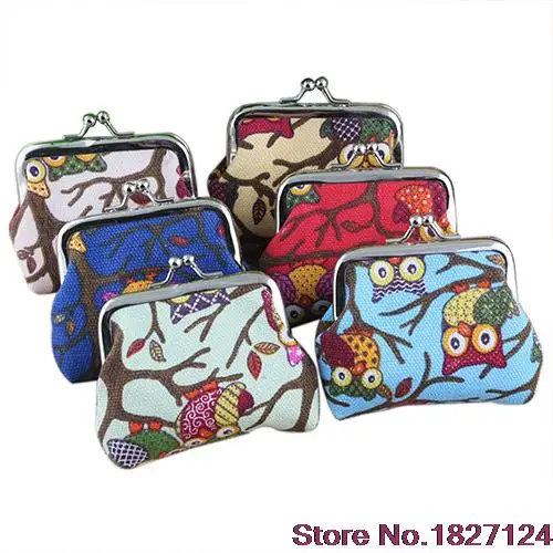 Женский милый разноцветный кошелек с принтом совы блестками для монет Холщовый