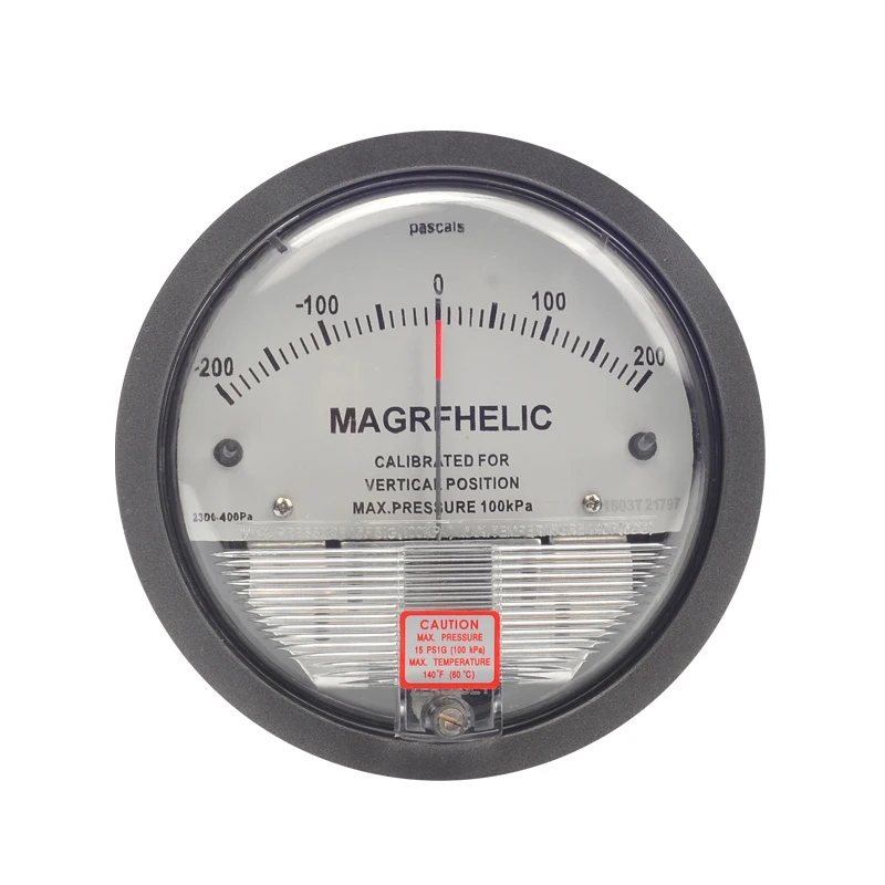 

-200~200PA Differential Pressure Gauge Round Type 4- 3/4" dia. X 2-3/16" Pointer Instrument Micromanometer TE2000