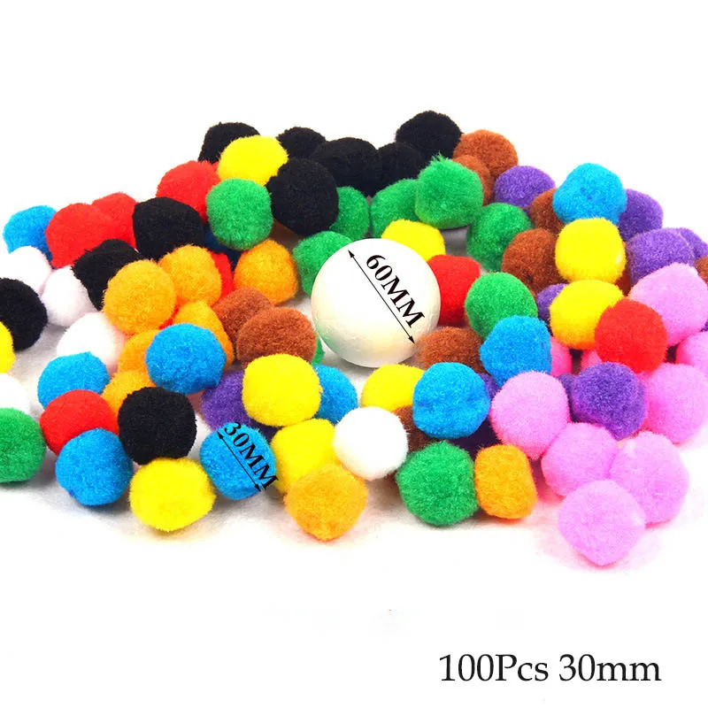 100Pcs 30mm Вспомогательные инструменты для шитья вечерние свадебные украшения для самодельного изготовления поставки многоцветные плюшевые шары Рождественский подарок мягкие помпоны - Цвет: 100Pcs 30mm