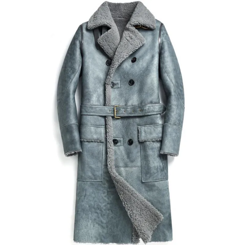 

Noble custom wool X-Long coat man winter shearling jacket