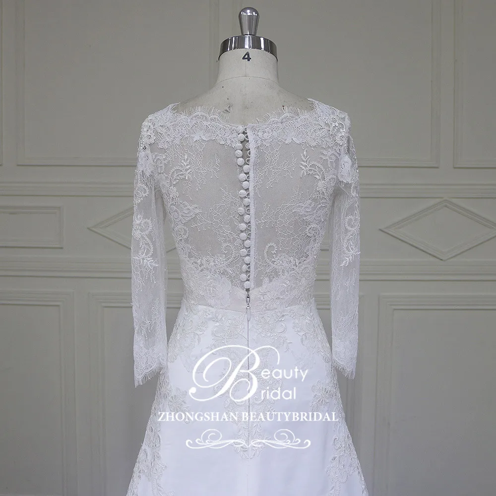 Elegnt Custom made Mermaid Wedding Dresses Lace Beach Floor-length Bridal Gowns Vestido De Novias Wedding Dress XFM011