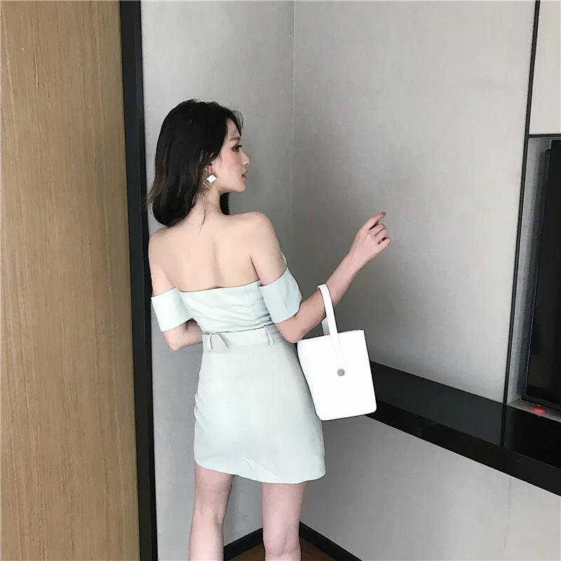 Женское джинсовое платье с поясом Летнее мини на молнии открытой спиной и