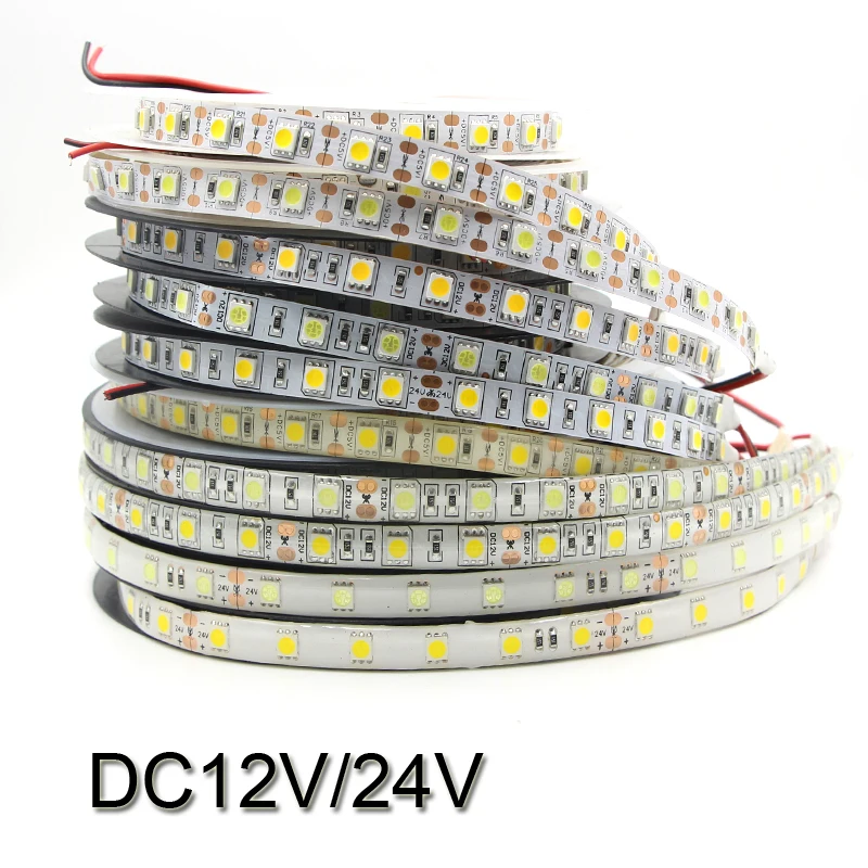 Светодиодная лента 5050 fiexible light 60Led/m DC 12V 24V Лента белая теплая красная зеленая