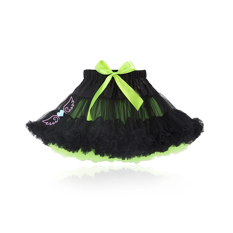 Black and Fluorescen Женская юбка-пачка; балетная юбка-американка; 3 слоя; пышные Детские балетные юбки; вечерние юбки принцессы для танцев; фатиновая мини-юбка для девочек - Цвет: Black and Fluorescen