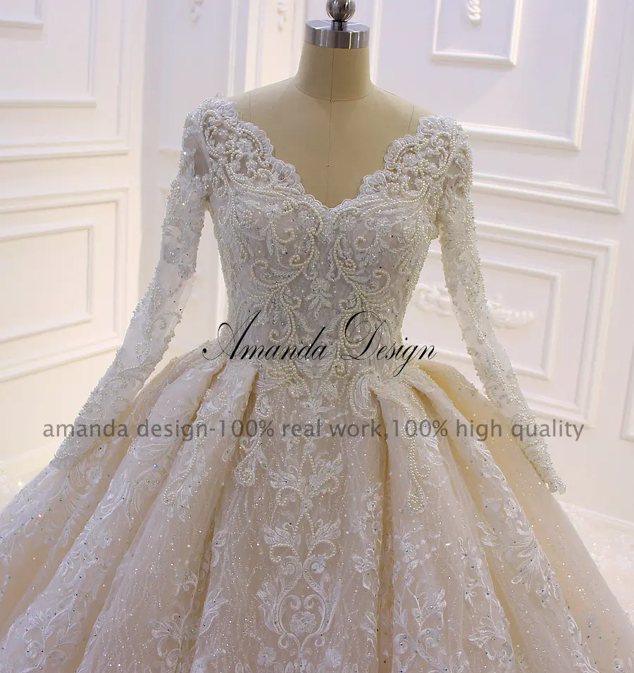 Изготовленное на заказ свадебное платье высокого качества с длинным рукавом