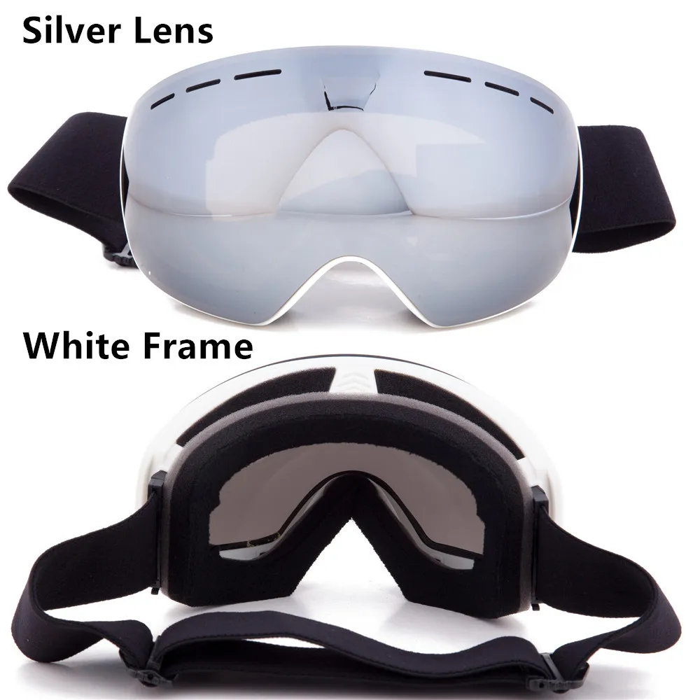 White Frame Silver Новинка, профессиональные лыжные очки для сноуборда, для мужчин и женщин, двухслойные, противотуманные, лыжные очки, маска для снега, очки для катания на коньках, лыжные очки - Цвет: White Frame Silver