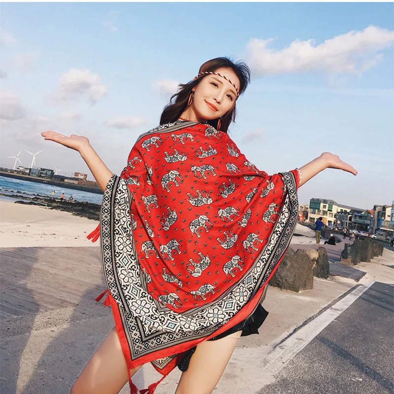 Женский шарф из искусственного шелка пляжная шаль весна лето осенний плед размер