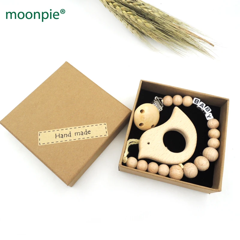 Регулируемый зажим для соски подвеска из бука в форме птицы деревянная цепочка с