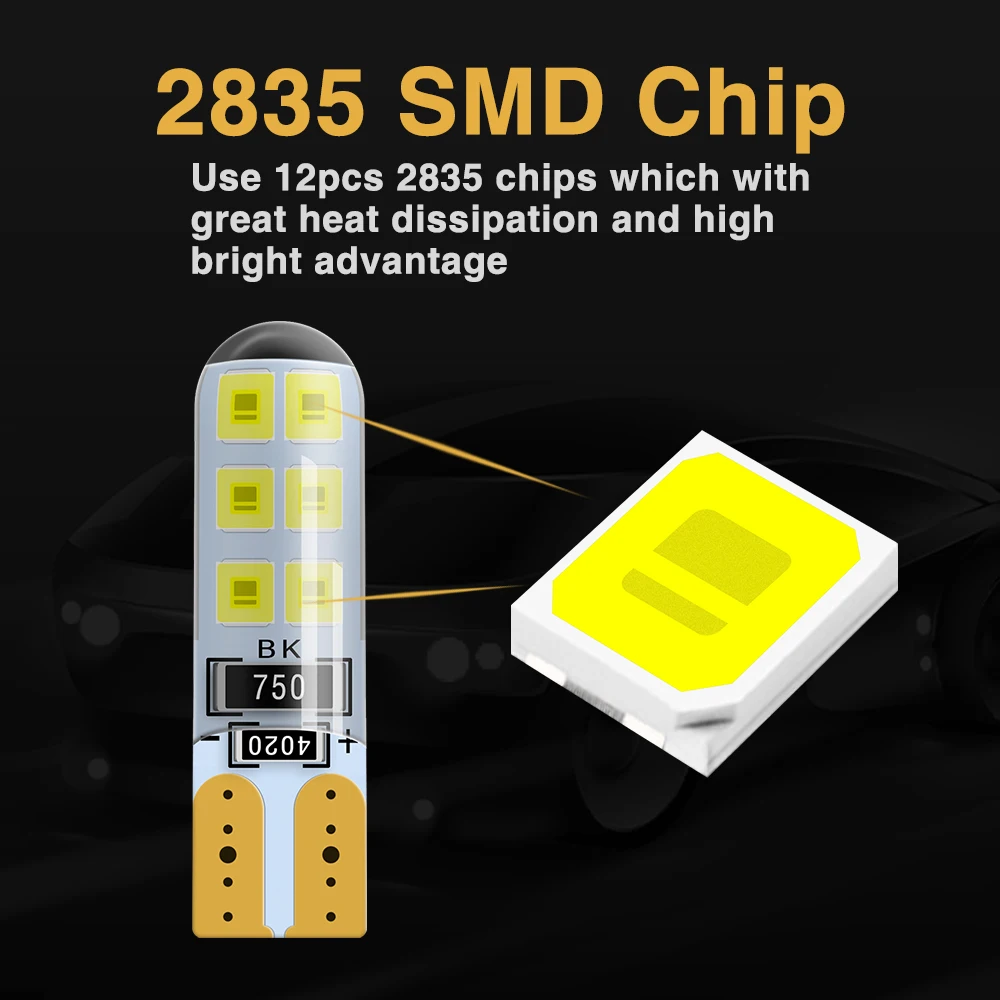 AX Внутренняя купольная лампа для чтения стояночного багажника 12SMD-2835 10 шт. T10 W5W 501