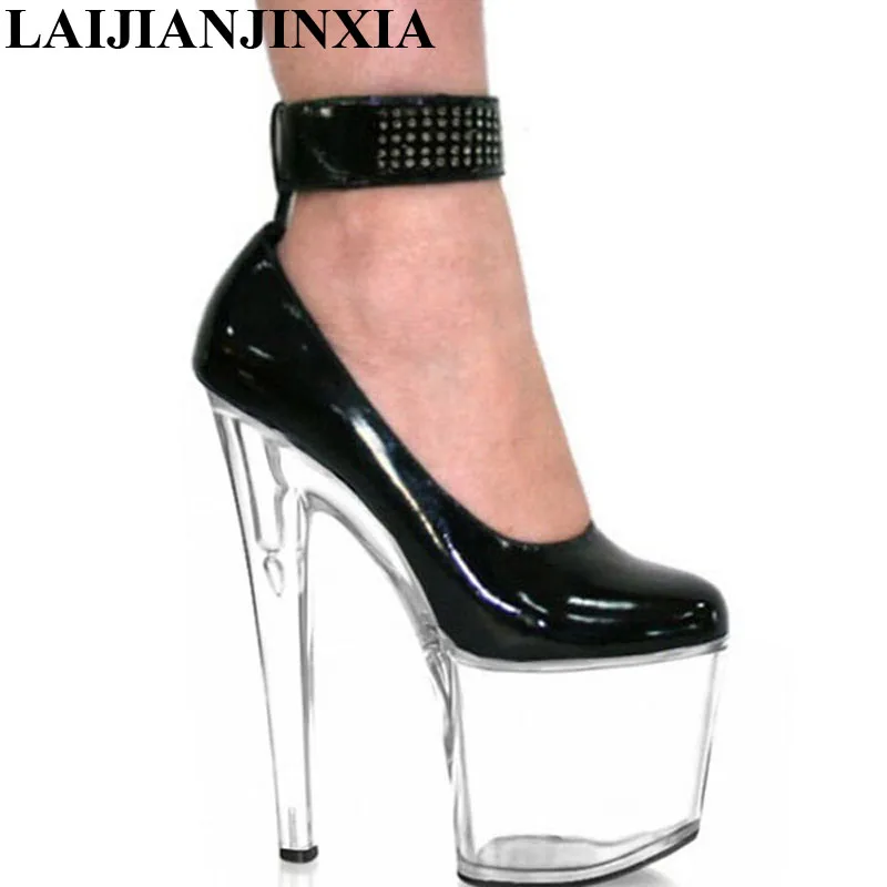

LAIJIANJINXIA New Platform Sexy 20cm Ultra High Heels Pump Shoes Closed Toe 8 Inch High-Heeled Shoes Sexy Black Sole Dress Shoes