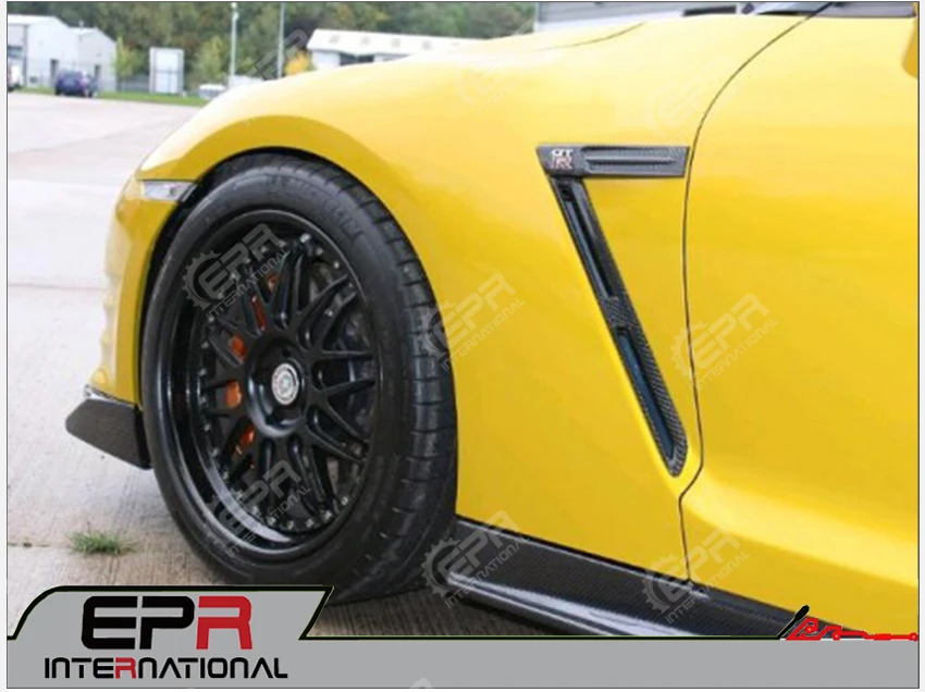 Авто-Стайлинг для Nissan R35 GTR углеродное волокно OEM Передняя вентиляционный щиток на крыло глянцевое покрытие GT-R купе Впускной воздуховод крышка дрейф тела комплект