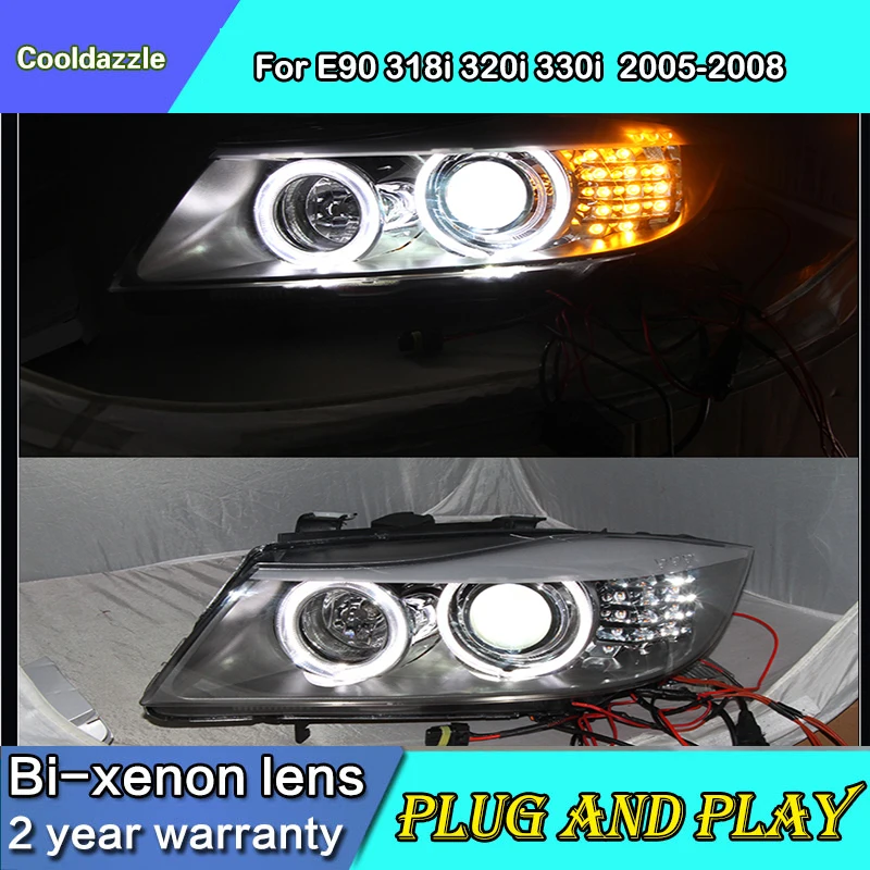 Стайлинга автомобилей чехол для BMW E90 330I 320I 318i Led Ангельские глазки фара 2005 2006 2007 2008