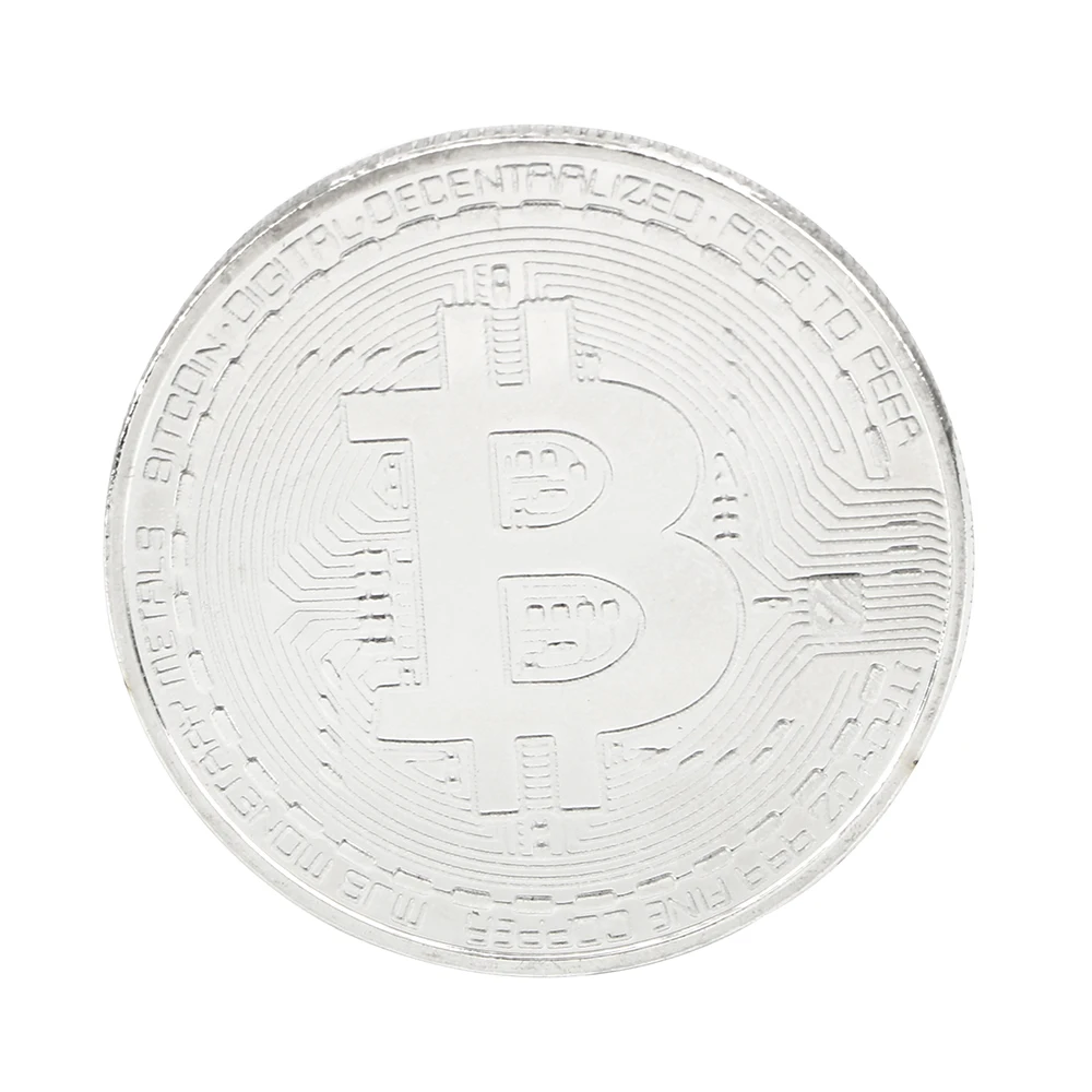 Серебристый NICEYARD позолоченная монета Биткоин Античная имитация BTC Металл физическая Коллекционная искусство золотые памятные монеты - Цвет: Серебристый