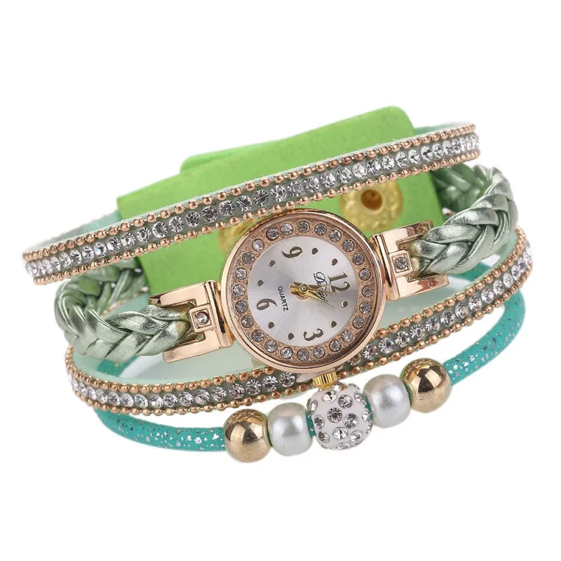 

Women Quartz Watches Women PU Leather Rhinestone Bracelet Crystal Watches Multi Colors