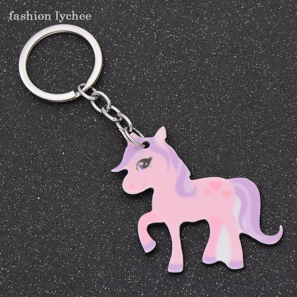Модный брелок для ключей lychee с изображением единорога далматинской зеленой