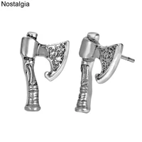 nostalgia perun axe slavic talisman stud christmas earrings fashion jewelry for men women