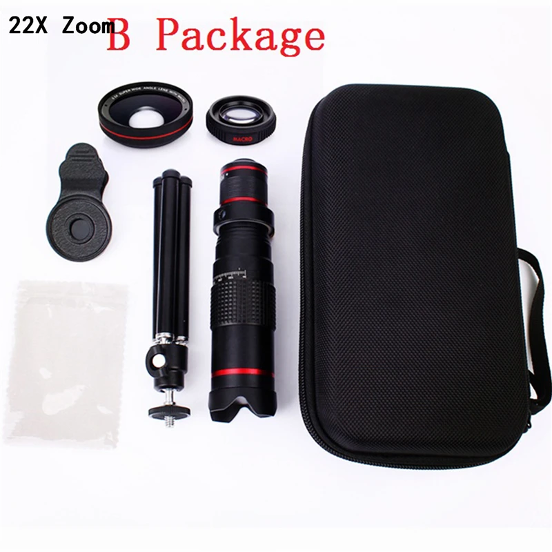 22x wide angle lens Мобильный телефон 22x камера зум оптический телескоп телеобъектив для samsung/IPhone/huawei/Xiaomi смартфон - Цвет: 22x wide angle lens