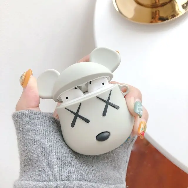 BearBrick мягкий ПВХ для Apple Bluetooth наушники Airpods 1 2 Универсальный защитный чехол