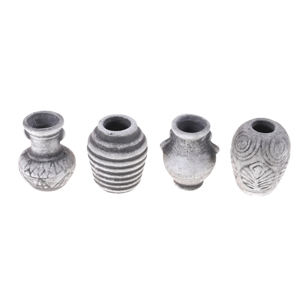 ZTOYL 4pcs/Set mini Retro exquisite Ceramic Porcelain Vase Kitchen Toys Dollhouse Decor Gift for Child Kids Miniature toys | Игрушки и