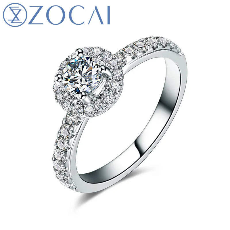 Кольцо ZOCAI 0 74 Cttw Женское Обручальное кольцо с бриллиантами 18K из белого золота W05486