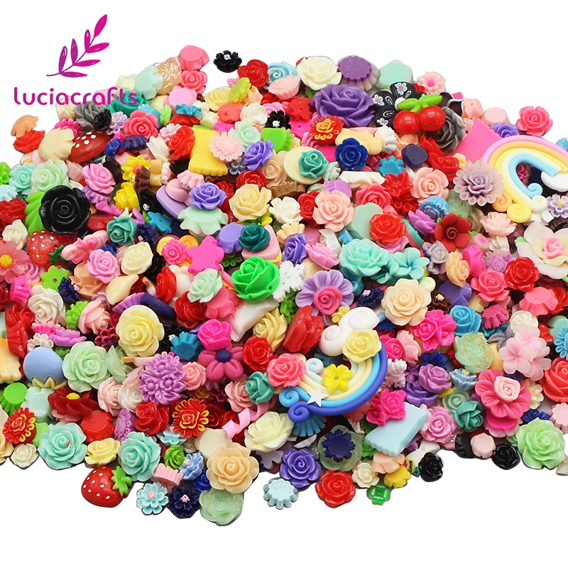 Lucia crafts 50g(Approx 100pcs) Random mixed size/shape Flat Base Resin craft DIY Accessories Materials F0612 | Дом и сад