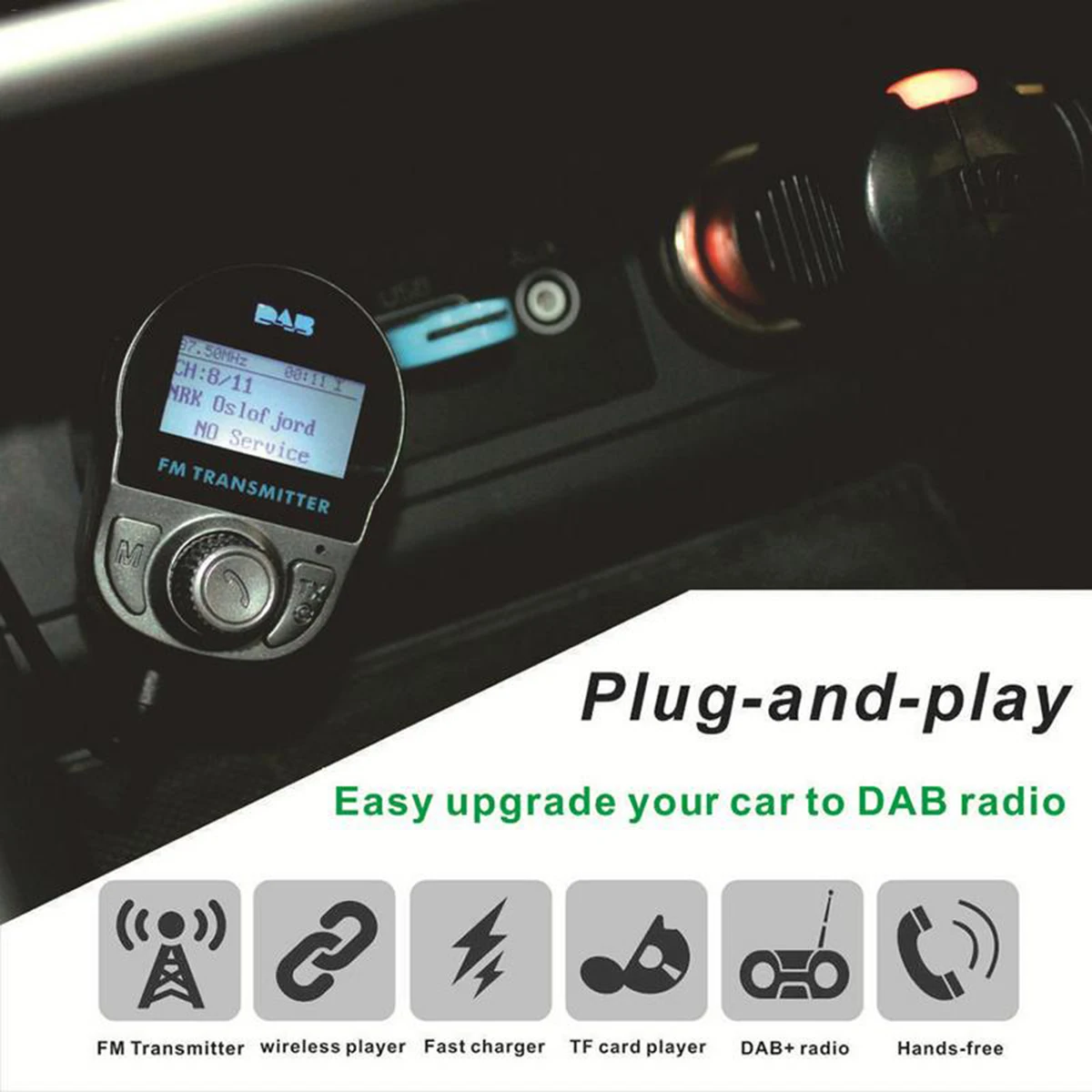Автомобильный DAB цифровой радио приемник тюнер Bluetooth MP3 плеер USB адаптер fm-передатчик с TF слот для карты