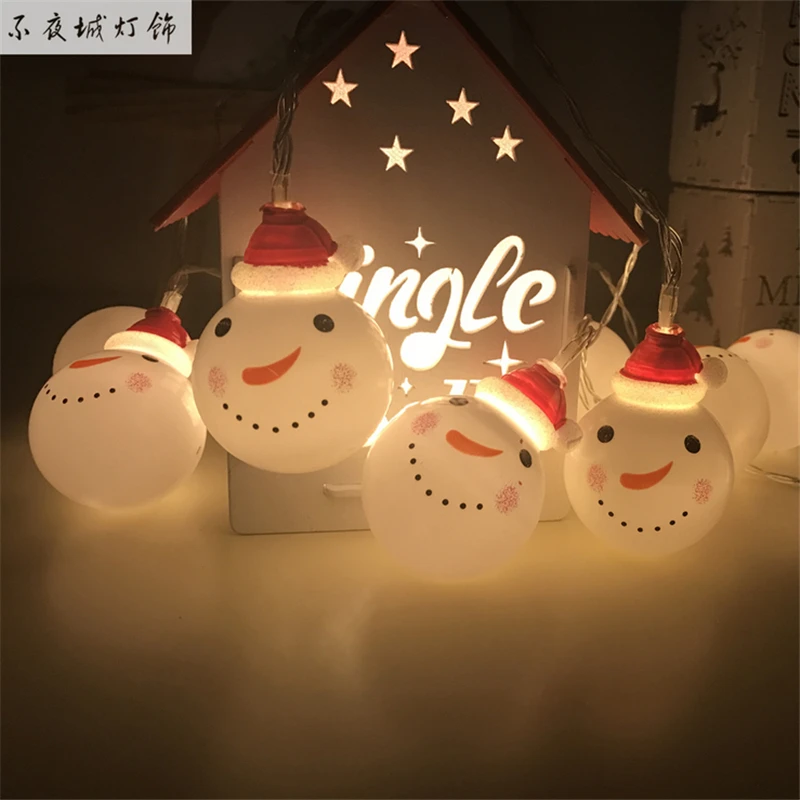 one set of 2m with 10pcs snowman head led light string Christmas flashing lights tape series festival decorative | Освещение