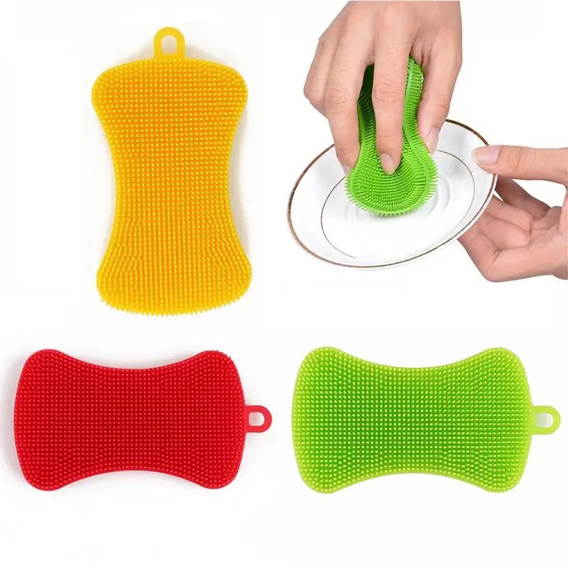 Многофункциональная силиконовая губка для мытья посуды скребок щетка очистки